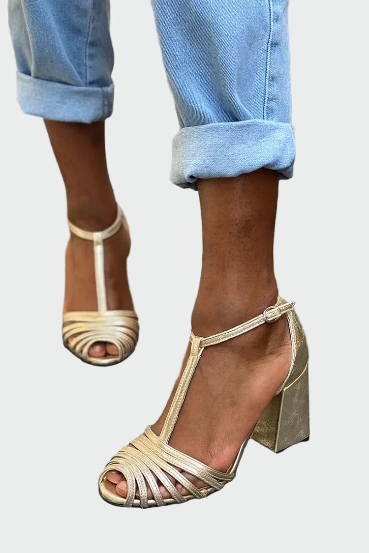 Elegantsed sandaalid T-kujulise rihmaga