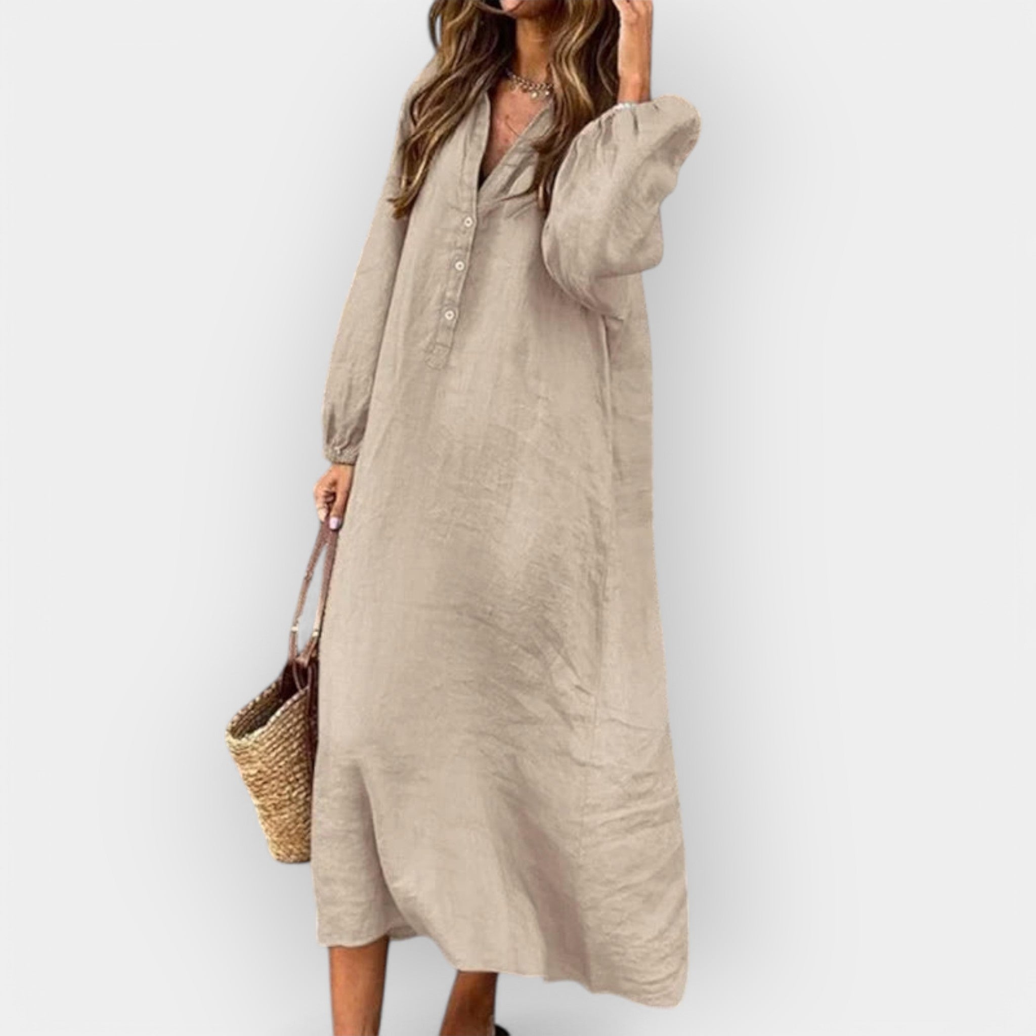 Elegantse joonega linane kleit