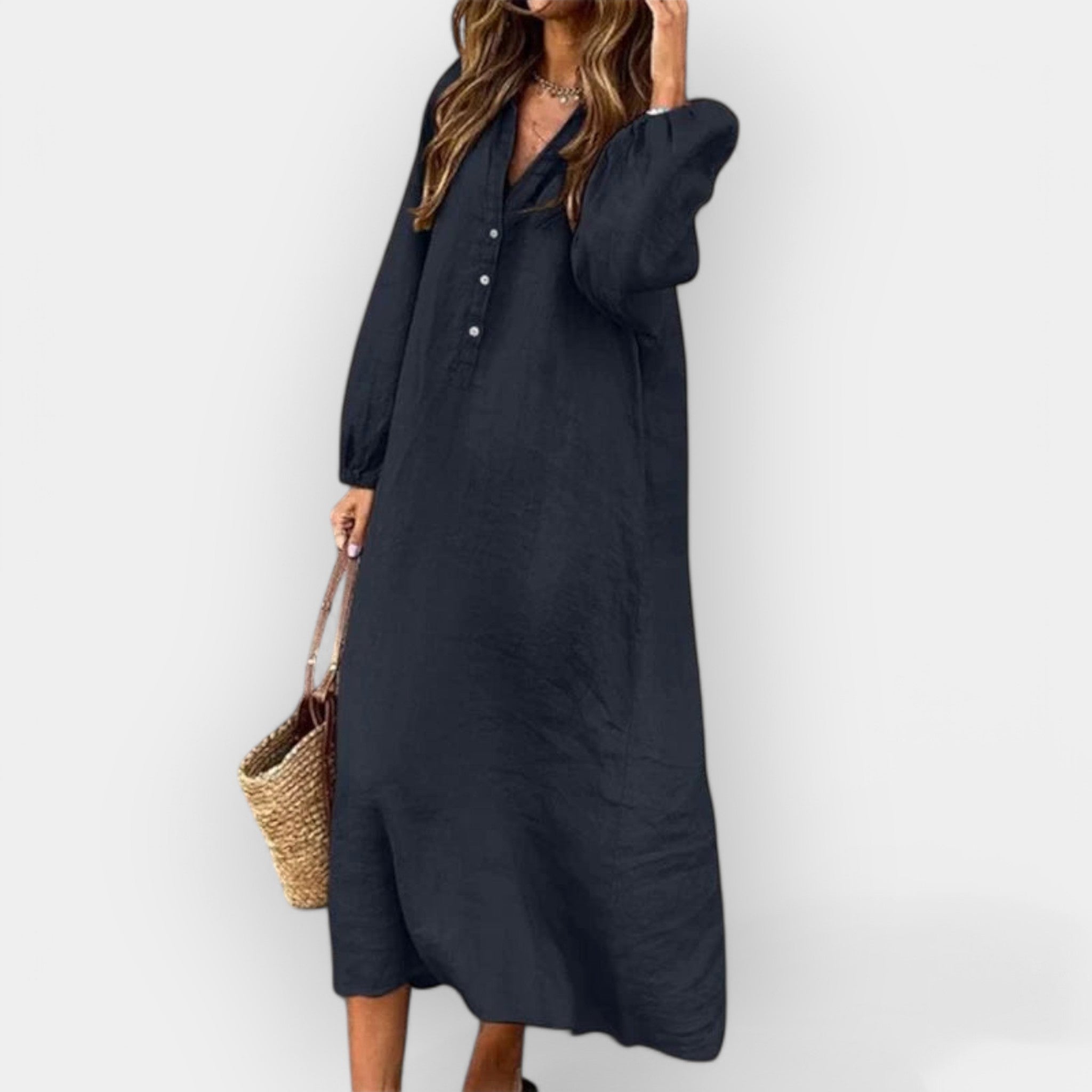 Elegantse joonega linane kleit