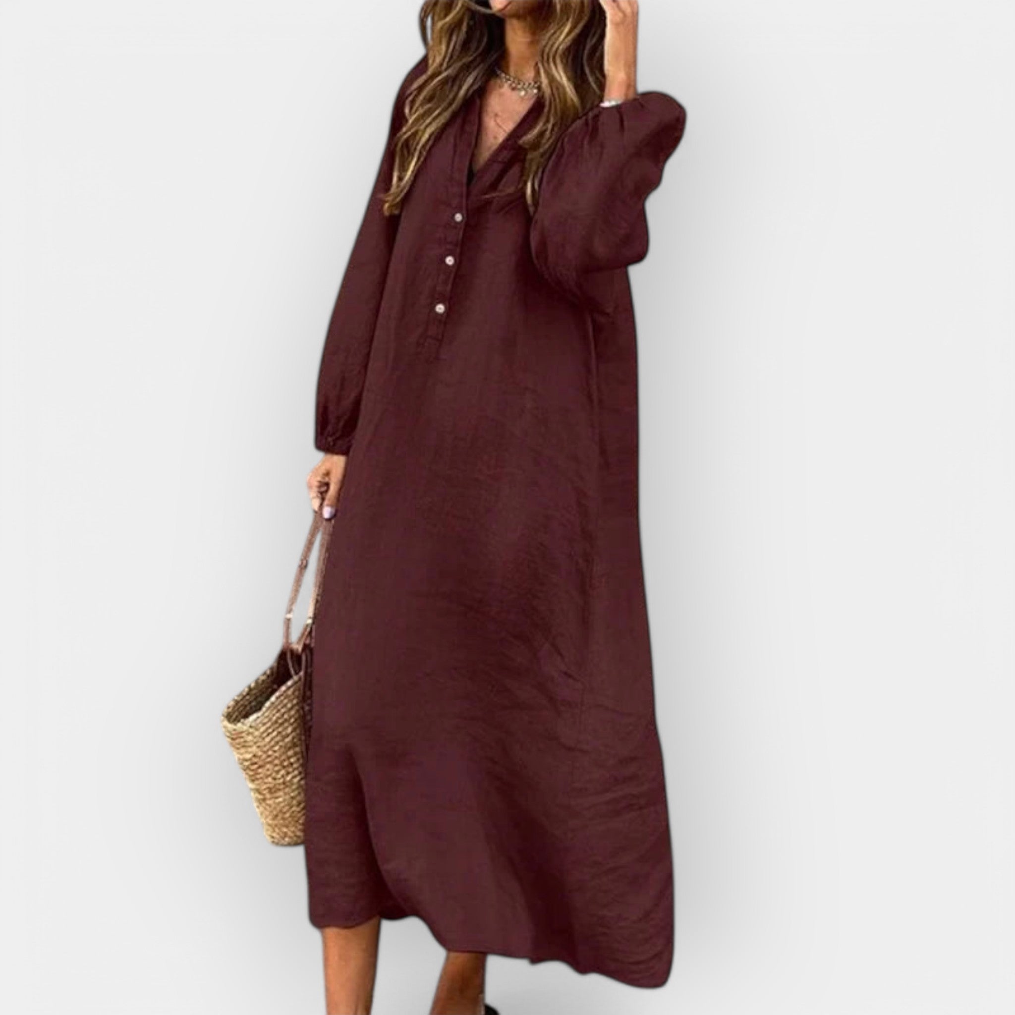 Elegantse joonega linane kleit