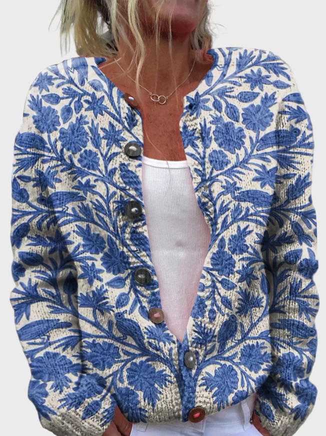Kootud vest lillemustriga