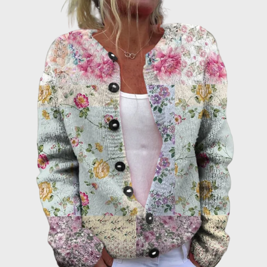 Kootud vest lillemustriga