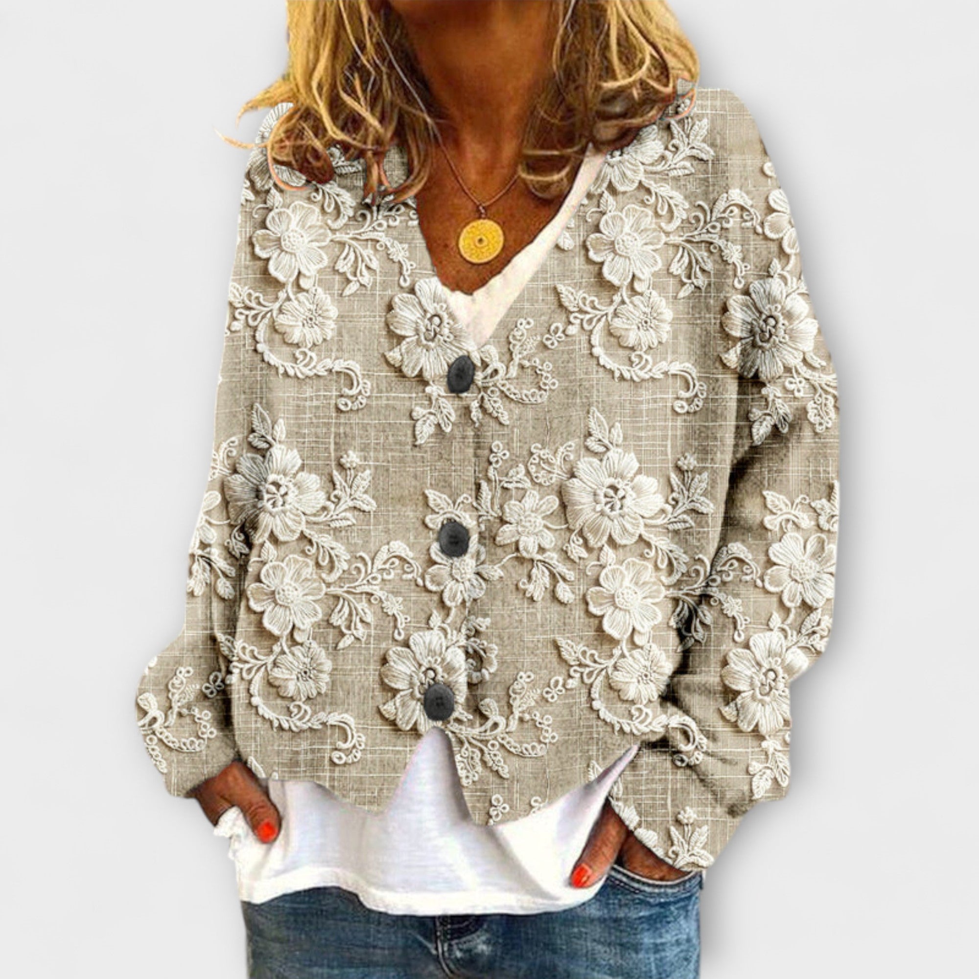 Stella-lillemustriline strickjacke