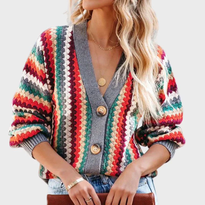 Retro kootud vest triibulise mustriga