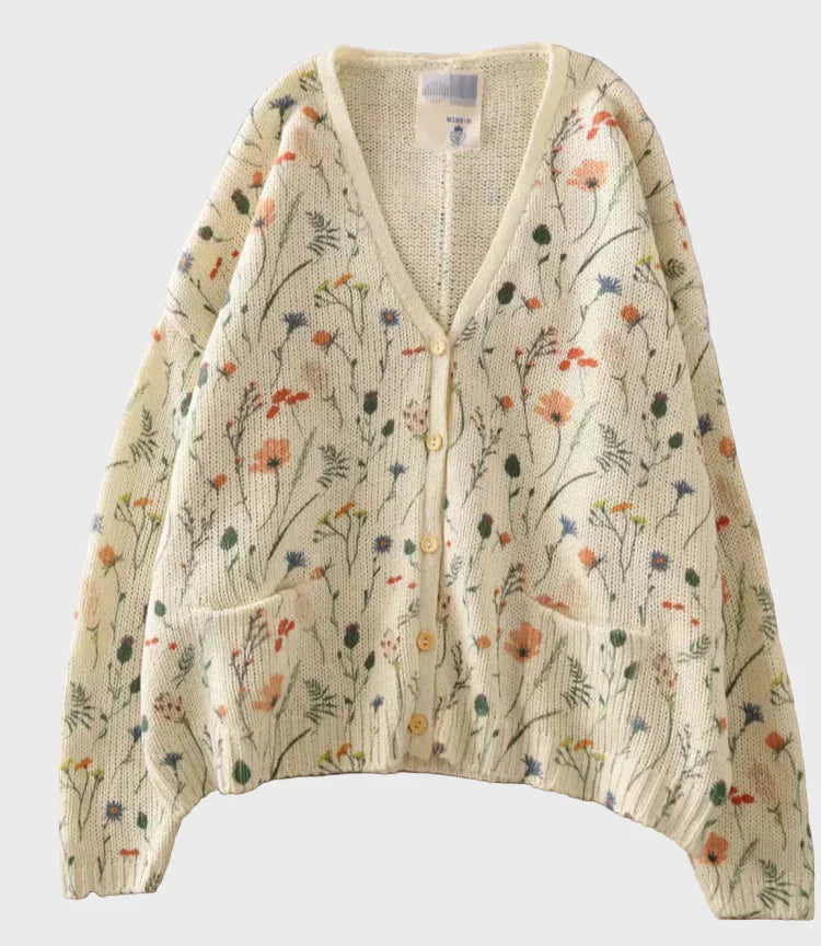 Elegantne kootud vest lillemustriga