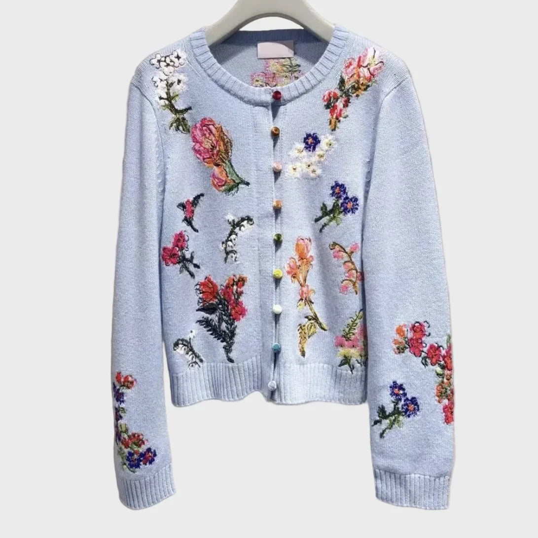 Elegantne kootud vest lilledega
