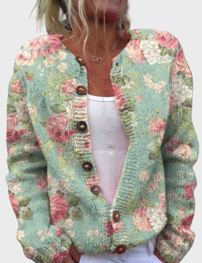 Elegantne kootud vest lillemustriga