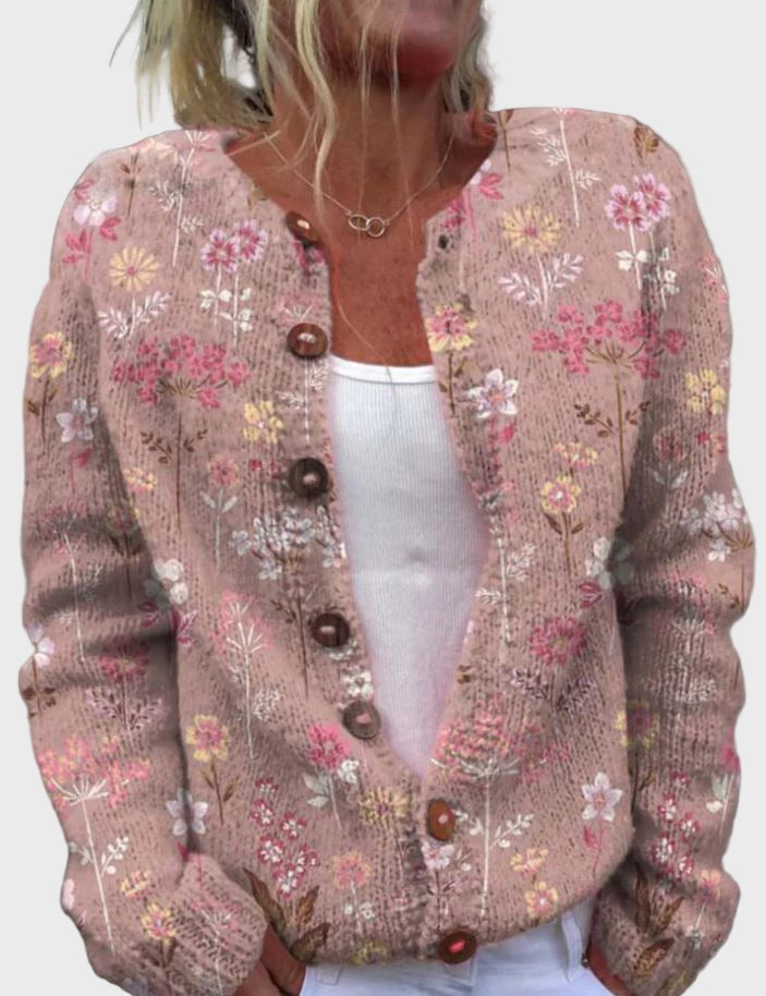 Elegantne kootud vest lillemustriga