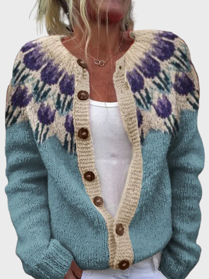 Kootud vest lillemustriga